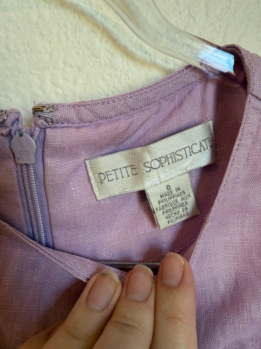 Vintage Petite Sophisticate 100% Linen Lilac Purple Midi Length Dress Women's 0 - Picture 5 of 9